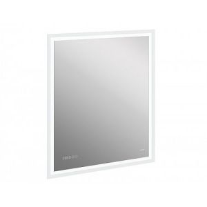 Зеркало LED 080 design pro 70x85 с подсветкой часы с антизапотеванием прямоугольное